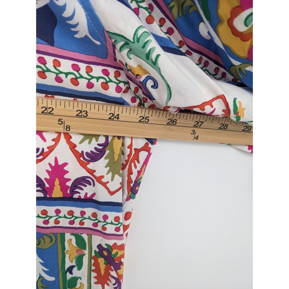 Cynthia Rowley Colorful Top Womens 2X Multicolor Patchwork Paisley Button Up - Picture 7 of 10
